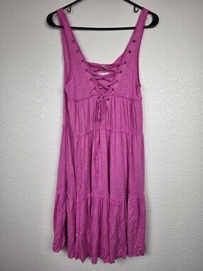 Free People Beach Pink Lace Up Endless Summer Dress